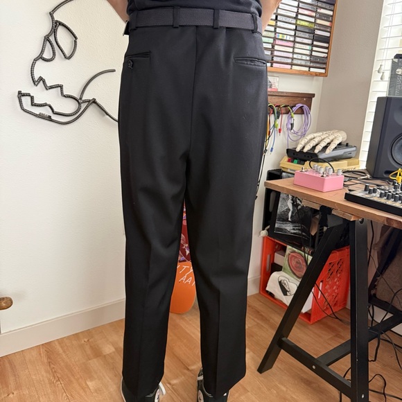 Vintage 80s Black High Waisted Pleated Trousers ~ Size 35 X 27.5 - Picture 4 of 8